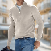 Erik Skovby | Meleret Sweater med Kvart Lynlås og Ståkrave