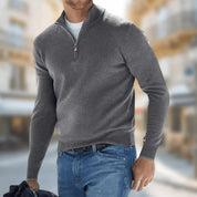 Erik Skovby | Meleret Sweater med Kvart Lynlås og Ståkrave