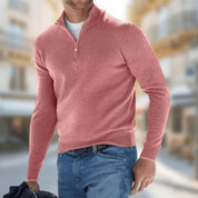 Erik Skovby | Meleret Sweater med Kvart Lynlås og Ståkrave