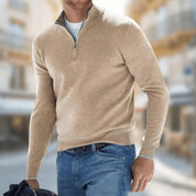 Erik Skovby | Meleret Sweater med Kvart Lynlås og Ståkrave