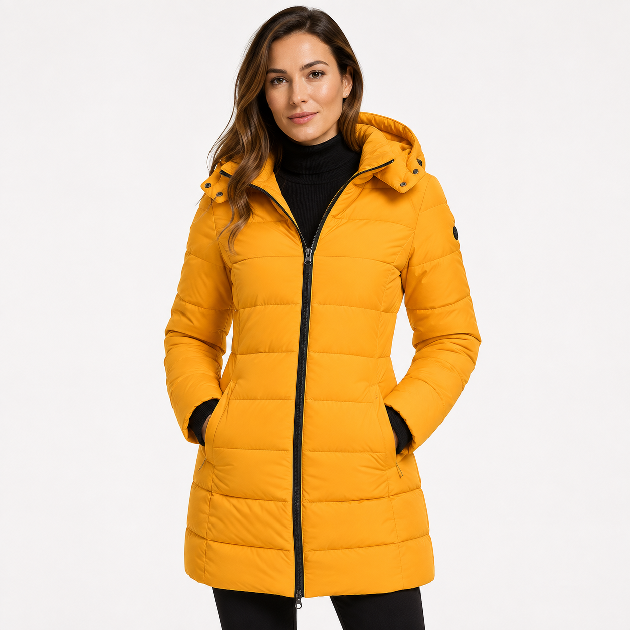 Freja Dam | Long Hooded Parka in Orange – Extremely Warm Winter Jacket