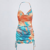 Freja Kristensen | Mini-kjole i satin med tie-dye print