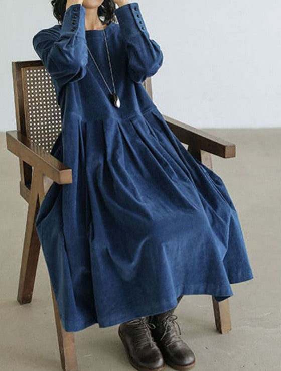 Rosalie Ashford | Midi-vinterkjole i indigo denim med puffærmer