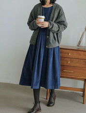 Rosalie Ashford | Midi-vinterkjole i indigo denim med puffærmer
