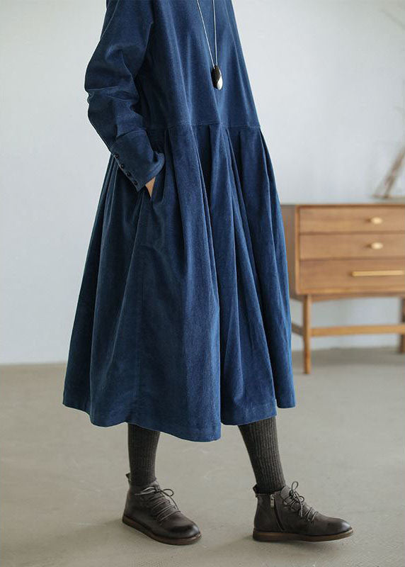 Rosalie Ashford | Midi-vinterkjole i indigo denim med puffærmer