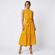 Solea Marini | Maxi-sommerkjole med solgult prikdesign