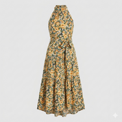 Livia Santorini | Maxi-sommerkjole med blomsterprint og halterneck