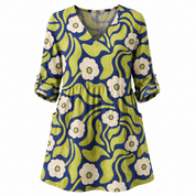 Gitte Kjærgaard | Tunika-bluse med grafisk blomsterprint