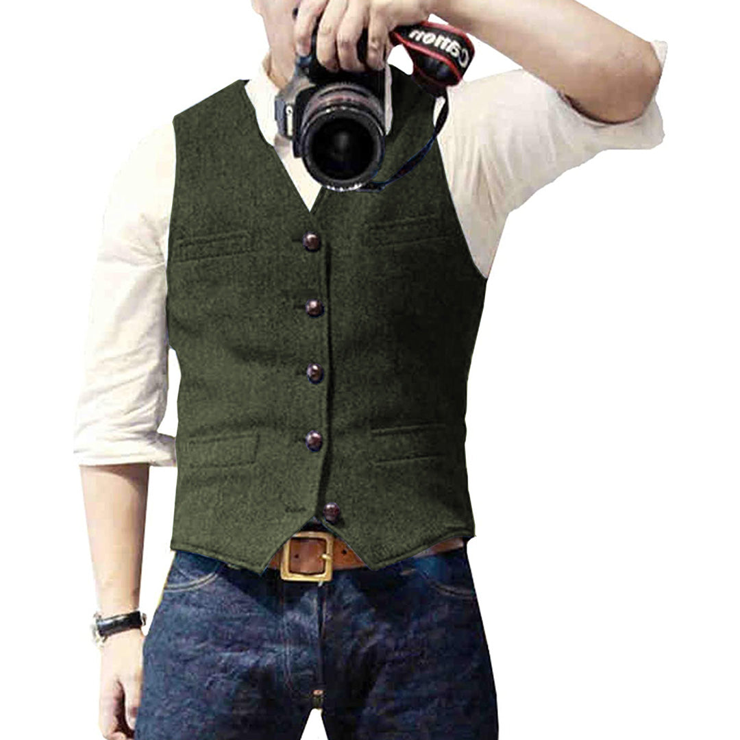Frank Bonde | Denimvest i Bordeaux med Knapper og Lommer