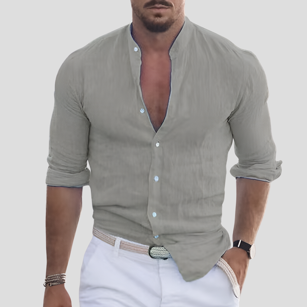 Kristoffer Vangsgaard | Slim Fit Herreskjorte med Mandarinkrave