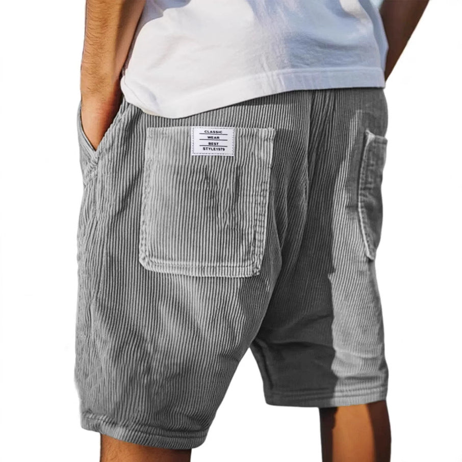 Lasse Fenger | Cord-Shorts mit elastischem Bund und Gesäßtasche