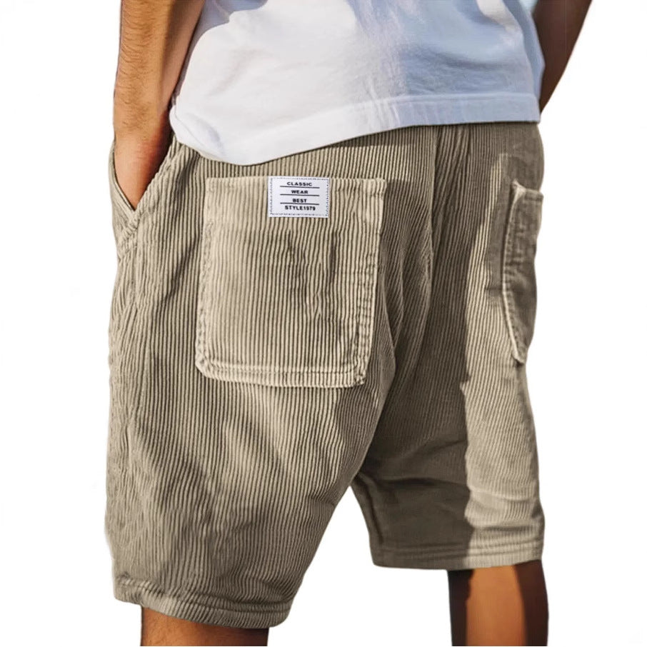 Lasse Fenger | Cord-Shorts mit elastischem Bund und Gesäßtasche