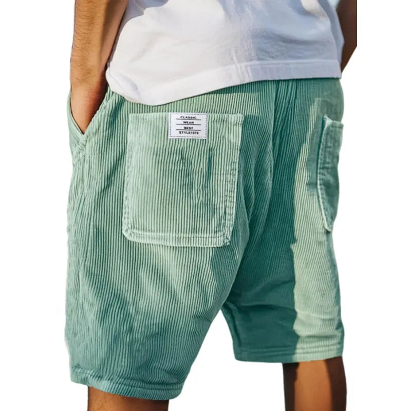 Lasse Fenger | Cord-Shorts mit elastischem Bund und Gesäßtasche