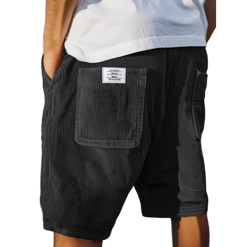 Lasse Fenger | Cord-Shorts mit elastischem Bund und Gesäßtasche