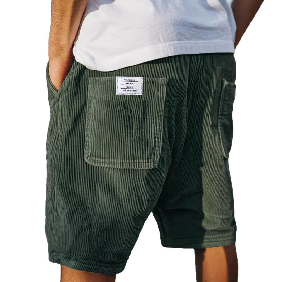 Lasse Fenger | Cord-Shorts mit elastischem Bund und Gesäßtasche