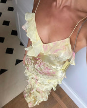 Aurora Bellini | Maxi blomsterkjole med romantiske flæser