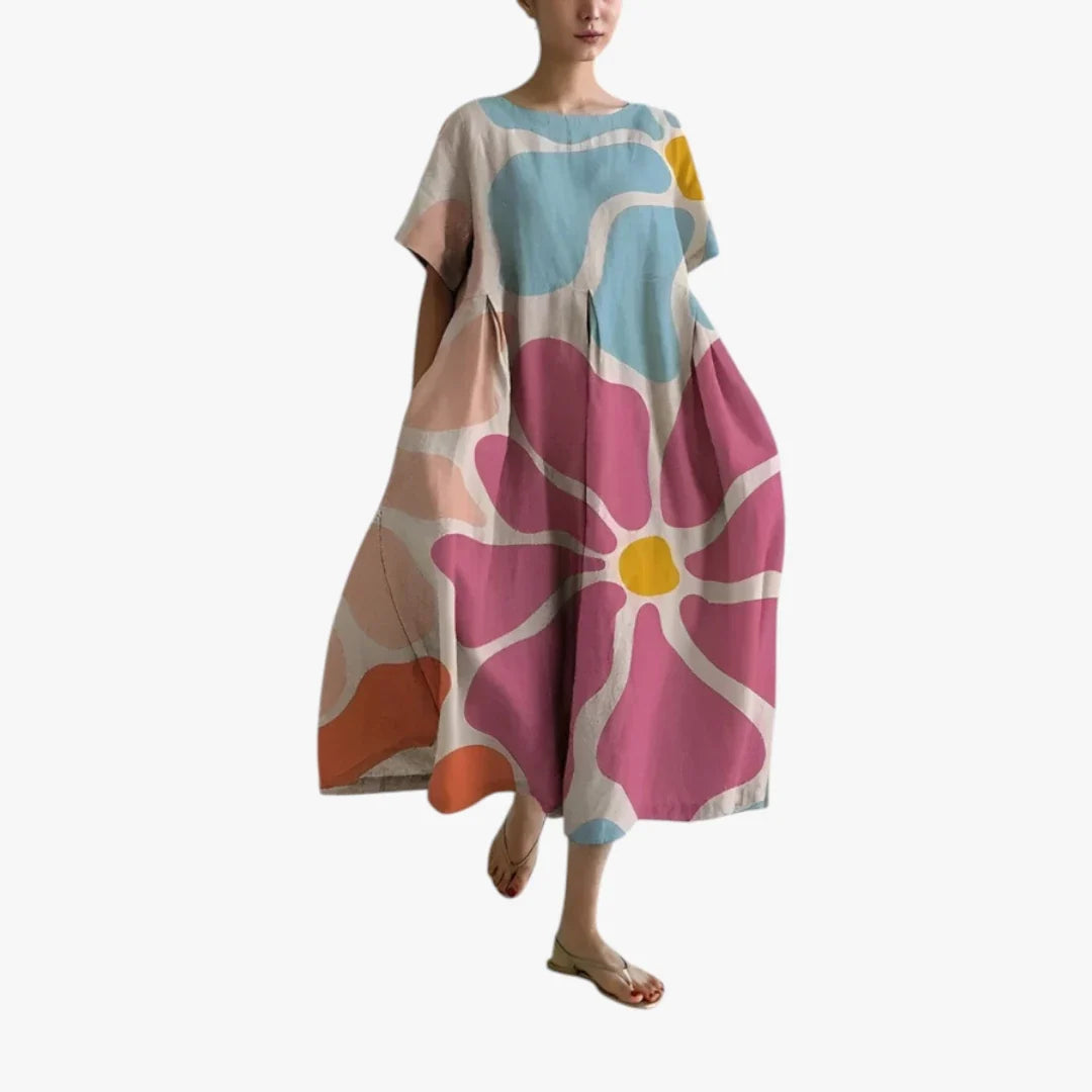 Julie Madsen | Blomstret Midi-sommerkjole til kvinder