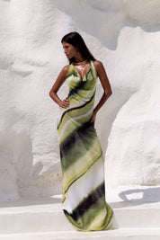 Alessandra Vieri | Maxi-festkjole med halterneck og tie-dye print