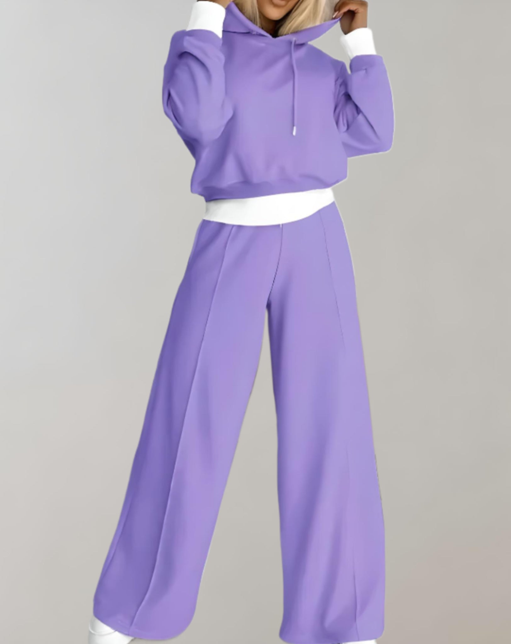 Malene Krog | Black hooded sweatshirt set with wide-leg trousers
