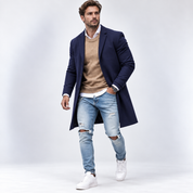 Marco Dinelli | Lang Trenchcoat i Khaki med Slank Pasform