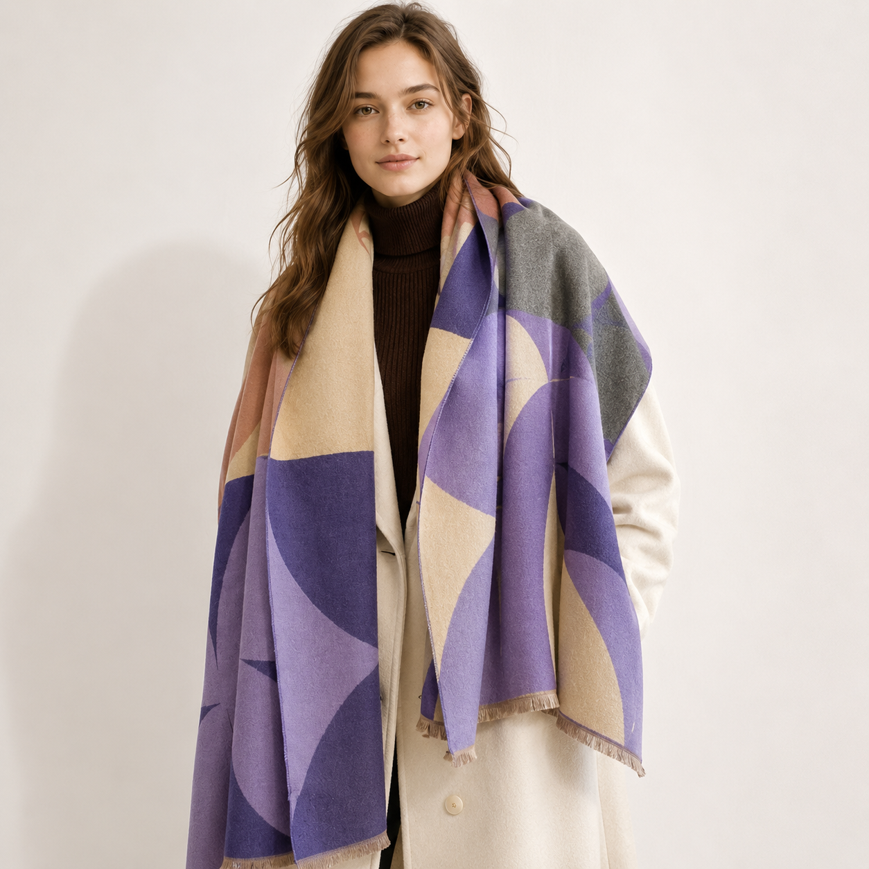 Julie Krogh | Blødt Cashmere-Tørklæde med Grafisk Print