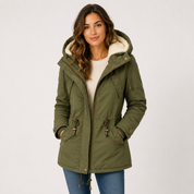 Karen Jensen | Quilted parka jacket with hood in army green