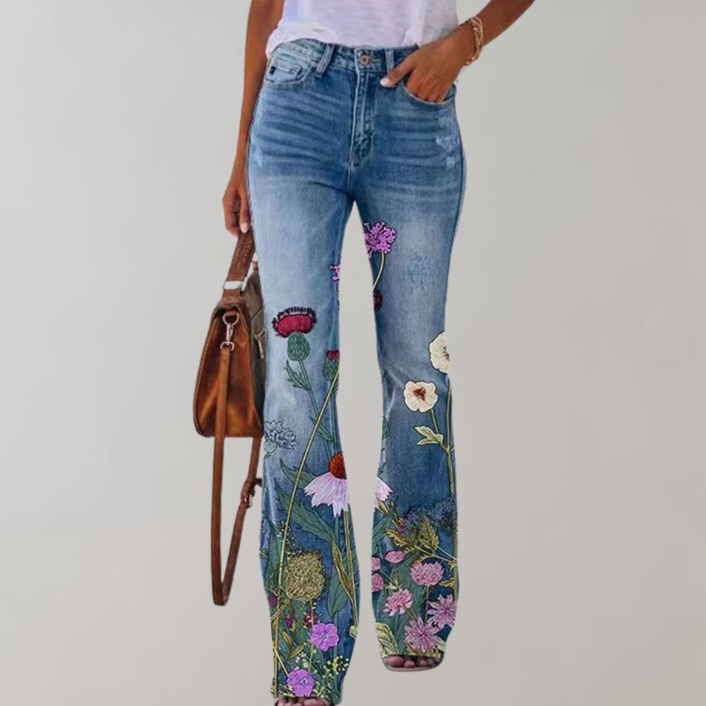 Margherita Floresta | Jeans med Vide Ben og Blomstermønster