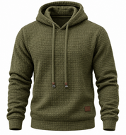 Lukas Brenner | Waffelstrick-Hoodie mit Kapuze und Kordelzug