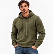 Lukas Brenner | Waffelstrick-Hoodie mit Kapuze und Kordelzug