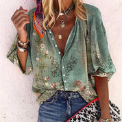 Isadora Montrose | Blomstret Bomulds-Bluse med Vintage Charm