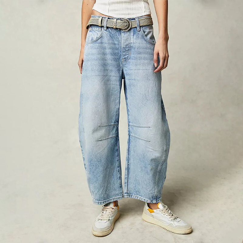 Stella Harrington | Wide-Leg Jeans med høj talje og rippet detalje