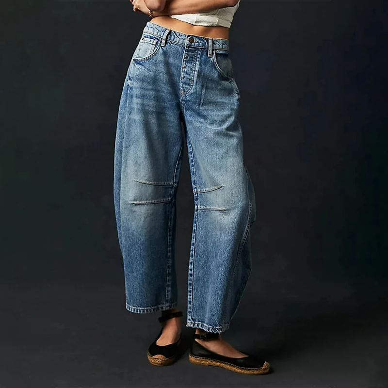Stella Harrington | Wide-Leg Jeans med høj talje og rippet detalje