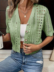 Ditte Bruun | Cropped Cardigan with Openwork Pattern