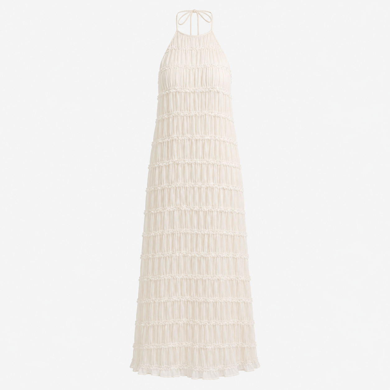 Linea Brandt | Maxi-halterneck kjole i ivory med tekstureret finish