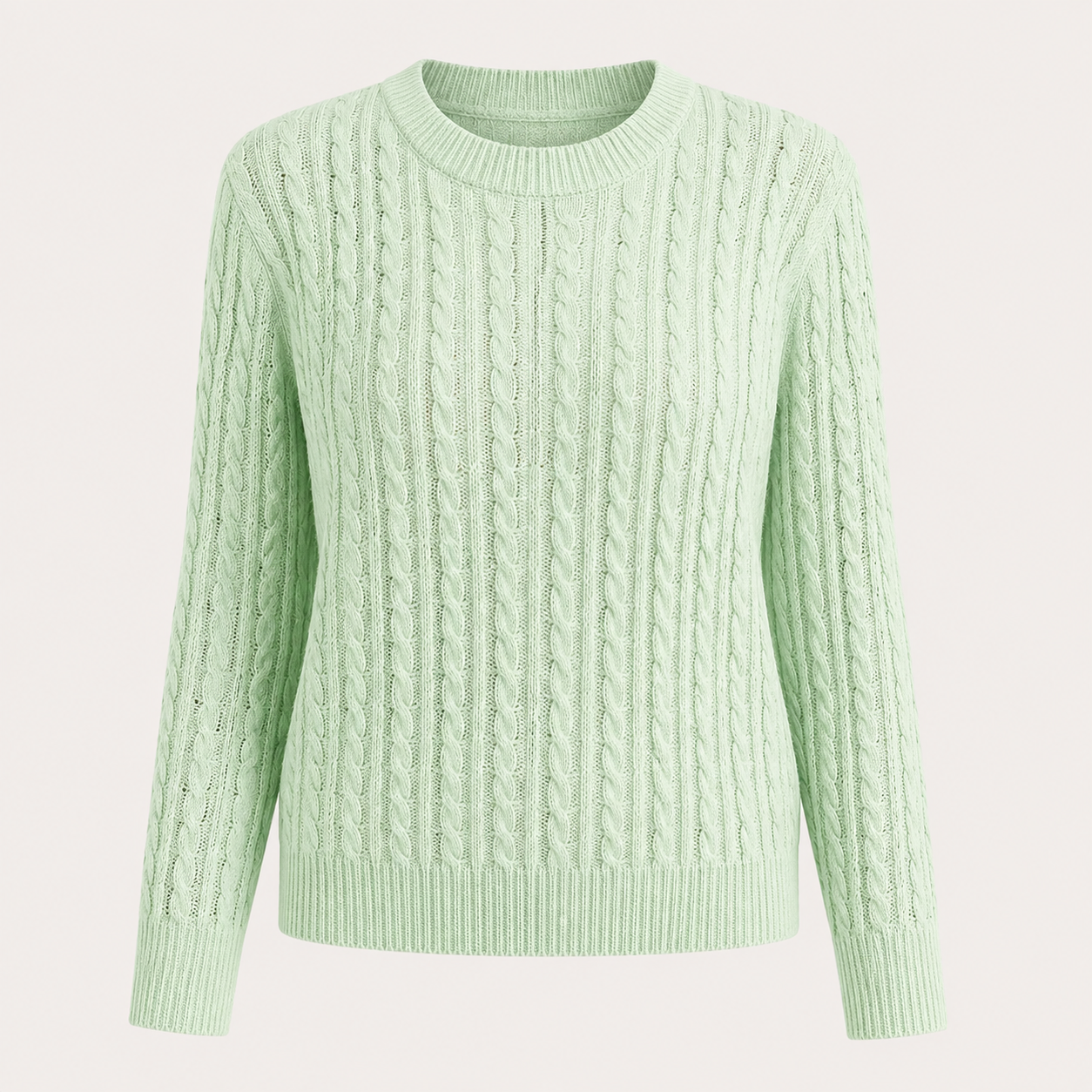 Lotte Andersen | Cable-Strikket Sweater med Rund Hals