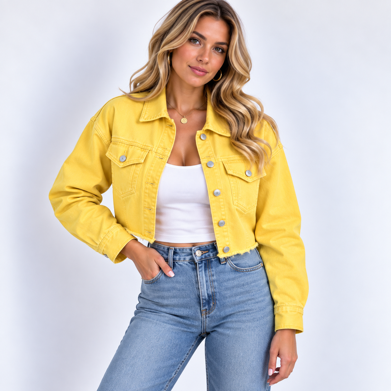 Louise Krogh | Cropped Denimjakke med Statement-knapper