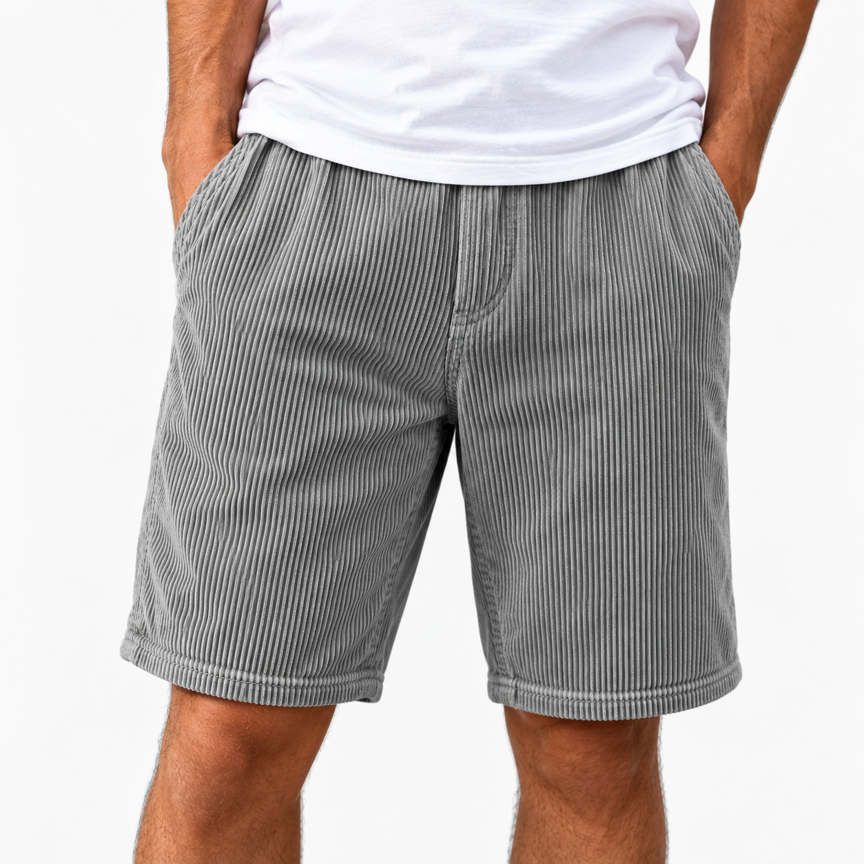 Lasse Fenger | Cord-Shorts mit elastischem Bund und Gesäßtasche
