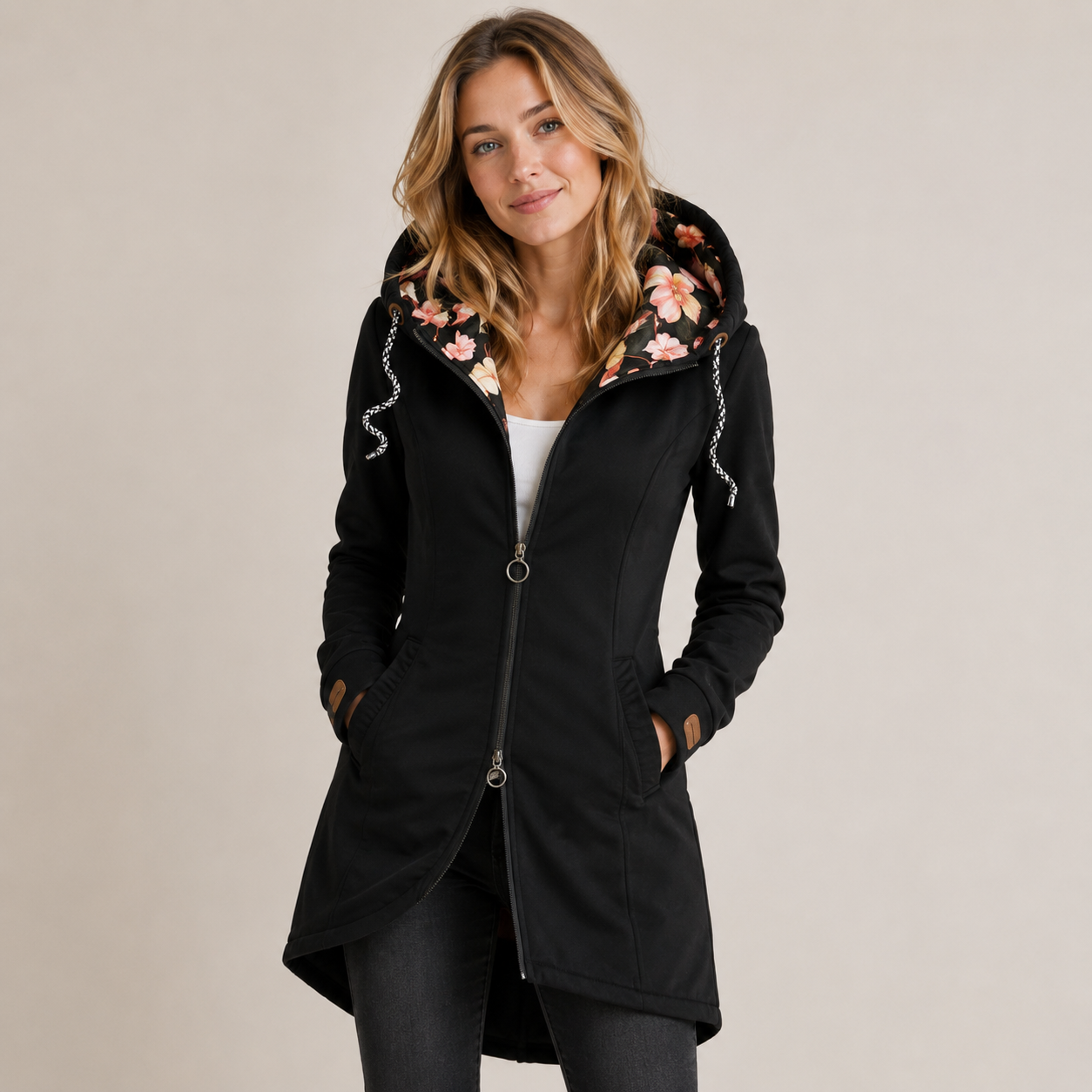 Maja Jensen | Winter jacket with hood and floral print