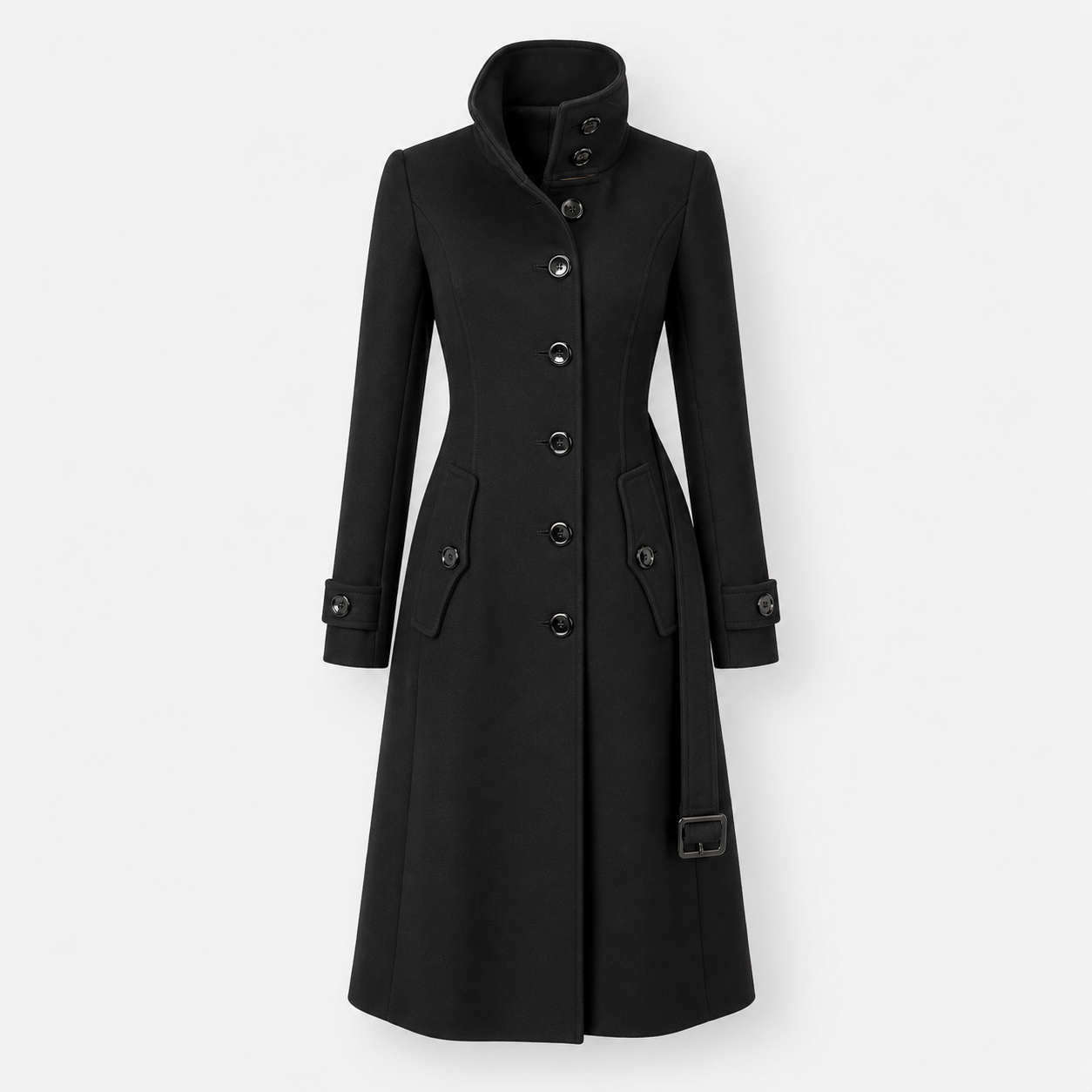 Marie Olsen | Long wool coat with belt detail for women