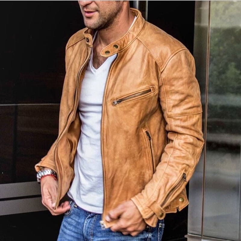 Bjarke Sandholm | Lederimitatjacke mit Stehkragen und Reißverschluss
