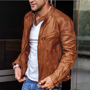 Bjarke Sandholm | Lederimitatjacke mit Stehkragen und Reißverschluss