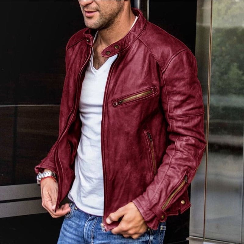 Bjarke Sandholm | Lederimitatjacke mit Stehkragen und Reißverschluss