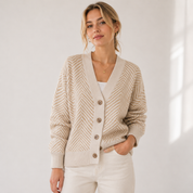 Mette Munk | Diamond-knit V-neck cardigan