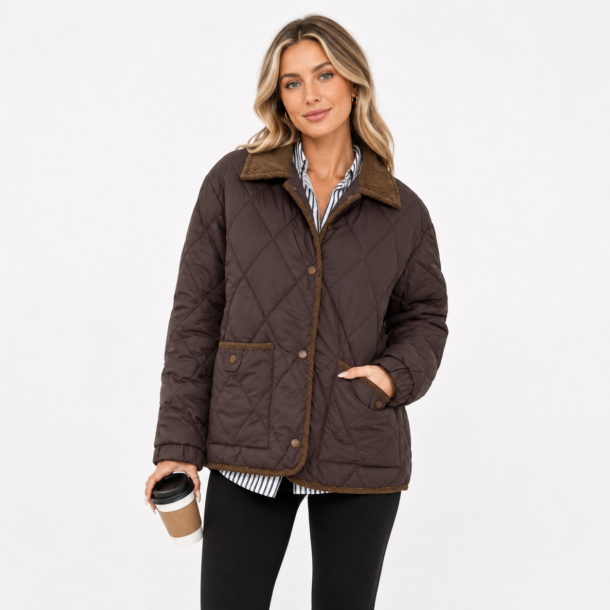 Mette Rasmussen | Wattierte Steppjacke mit Kragen in Dunkelbraun