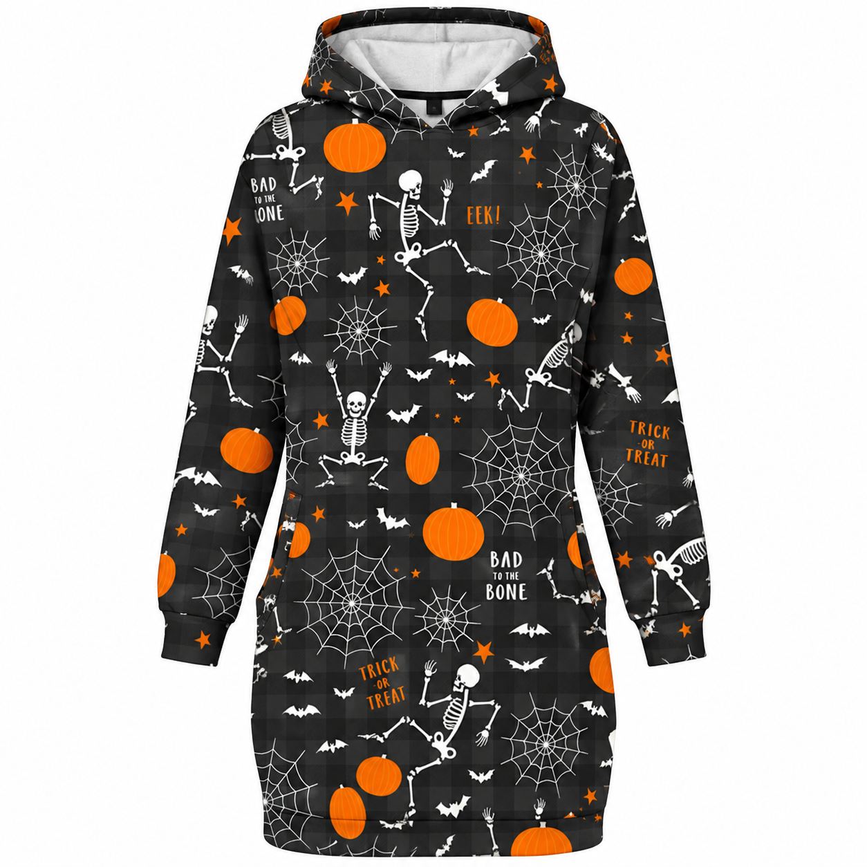 Dámské halloweenské mikinové šaty Midnight Bat | s lebkou
