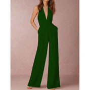 Valentina Moreau | Elegant halter jumpsuit med dyb V-hals til kvinder