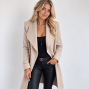 Nanna Jørgensen | Blue Wrap Coat with Waterfall Lapel and Tie Belt