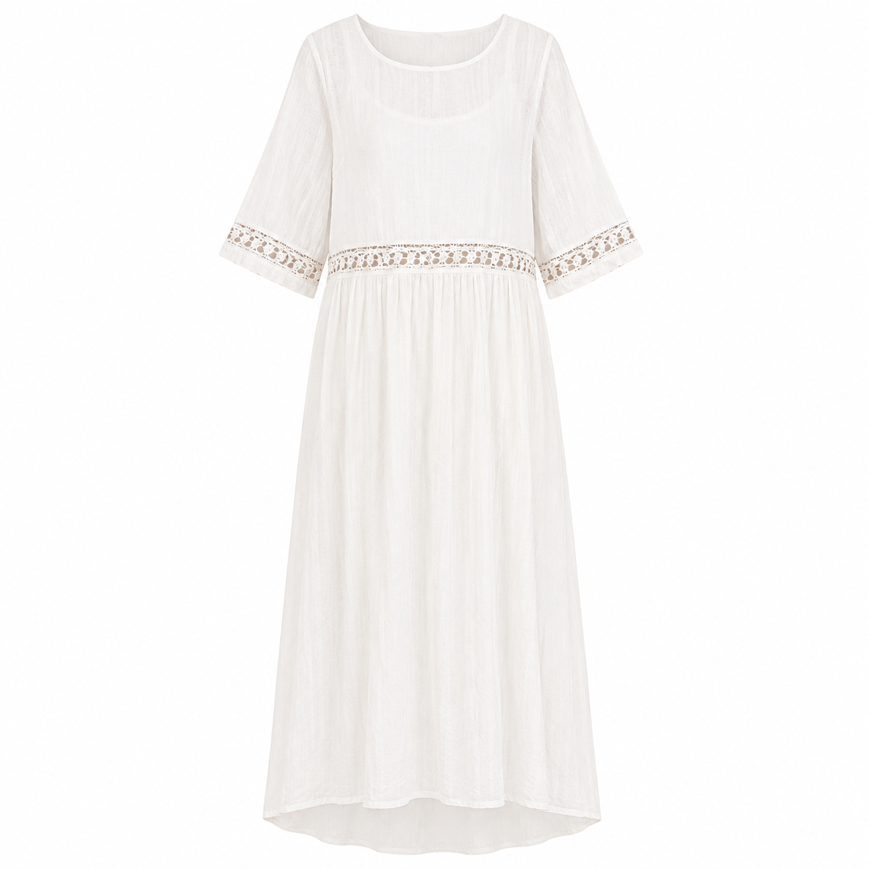 Nanna Pedersen | Midi-Sommerkleid aus weißer Baumwolle für Damen