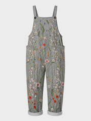 Nanna Jørgensen | Blomstret Overall med Broderi-Print til Kvinder