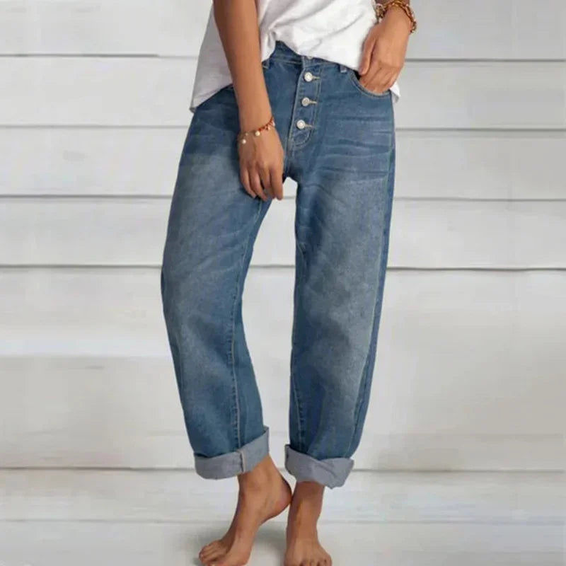 Matilde Bergström | Stilfulde Loose-Fit High-Waist Jeans i Denim